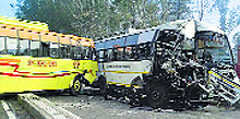 The two buses that collided in Hoshiarpur
