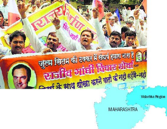 Members of the Vidarbha Joint Action Committee during a protest in Delhi. A PTI file photo