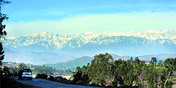 Snowcapped mountains of the Pir Panjal range on the outskirts of Rajouri