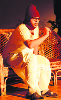 An artiste performs a play Katha Katholi at the 7th Punjab Theatre Festival at Virsa Vihar in Amritsar on Thursday.