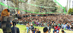 Mehbooba Mufti at a rally in Anantnag .