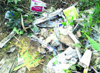 The bio-medical waste dumped in the open at Government Rajindra Hospital in Patiala on Thursday. Tribune photo