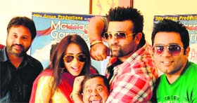 Navraj Hans and other actors promote their film Marriage da Garrage in Amritsar on Friday