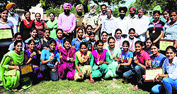 Sportspersons of Government Rajindra College who were felicitated during a function in Bathinda on Friday