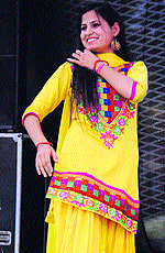 A student of Government Rajindra College performs dance during a farewell party in Bathinda on Friday