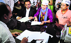 AAP candidate Gul Panag files nominations papers in Chandigarh on Friday