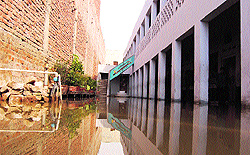 A flooded Government Elementary School at Kumbra village