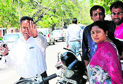 Former Vice-Chancellor KN Pathak (left) and a faculty member at Panjab University in Chandigarh on Friday