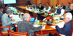 Governor NN Vohra chairs an executive council meeting of Shri Mata Vaishno Devi University at Kakryal on Friday