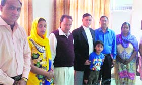 Happy family members after the reunion of the couple in Jalandhar