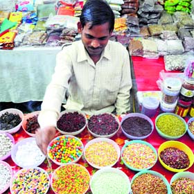 A Rajasthani stall at the All-Indian Handicraft Fair in Kumra Palace, Ludhiana, on Saturday