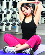 For floor exercises or stretches, fitted lycra-mix fabrics that wick away sweat are a good choice
