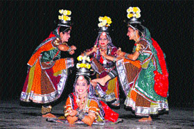 Students perform at Guru Nanak Dev University in Amritsar on Sunday.