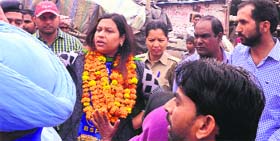 BSP candidate Jannat Jahan during her election campaign in Chandigarh on Sunday
