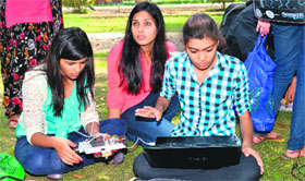 Students participate in an event during Cognizance-2014 at IIT, Roorkee, on Sunday.