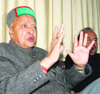 Chief Minister Virbhadra Singh addresses mediapersons in Shimla on Sunday