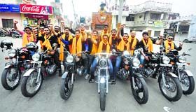 The Iron Hawks club takes out a bikers rally in Jammu on Sunday