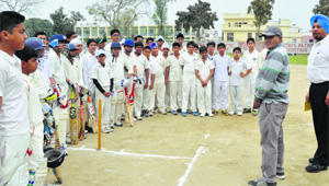 Budding cricketers attend trials for selection to the Punjab Cricket Associations non-residential academy in Ludhiana on Sunday.