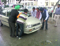Lawyers struggle to park their vehicles at the District Courts Complex in Bathinda.