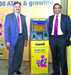 Tata Communications officials at the launch of Indicash-ATM, Indias first white-label ATM in Delhi-NCR region on Monday.