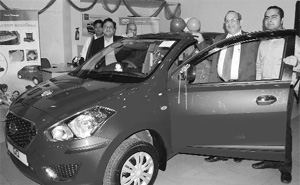 Hind Motors launches Datsun GO, a hatchback car, in Chandigarh.