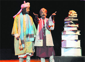 Artistes stage a play, ‘Tota Kahan’, at Tagore Theatre in Chandigarh on Monday.