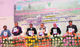 Dignatraies at the concluding function of a three-day conference on soil conservation in Dehradun on Monday.