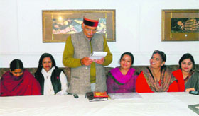 A meeting of the Mussoorie BJP womens wing in progress on Monday.