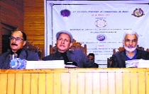 The Eighth International Students Conference of Linguistics in India in progress on the Kashmir University campus in Srinagar on Monday.