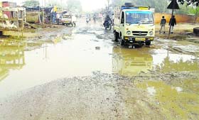 A waterlogged stretch of Sherpur Road in Jagraon