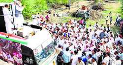 Chief Minister Bhupinder Singh Hooda addresses a rally at Kakrana village in Rohtak on Tuesday