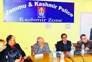 US-based experts hold an interactive session with senior police officers at the zonal police headquarters in Srinagar on Tuesday