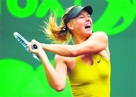 Maria Sharapova beat Kirsten Flipkens 3-6 6-4 6-1 in their fourth round match of the Sony Open in Miami on Monday
