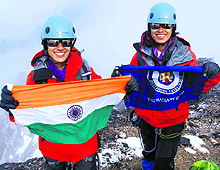 Tashi and Nungshi at the highest mountain in Oceania, Carstensz Pyramid