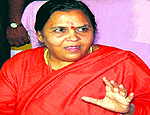 Uma Bharati, BJP election in charge in Uttarakhand, addresses mediapersons in Haridwar on Wednesday