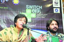 WWF project co-ordinator Arti Gupta addresses a gathering in Shimla on Wednesday.