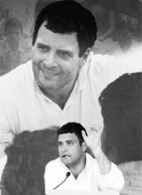 Congress vice-president Rahul Gandhi speak at the AICC office in New Delhi on Wednesday.