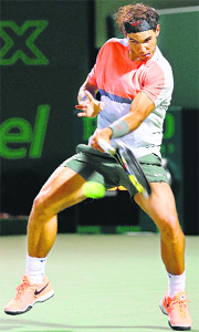 Rafael Nadal beat Fabio Fognini 6-2 6-2 during their pre-quarterfinal in Miami on Tuesday evening.
