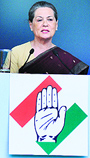 Congress chief Sonia Gandhi speaks before releasing the party manifesto in New Delhi on Wednesday