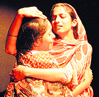 Artistes perform a play, Ma Bhagat Singh Ha, during the 7th Punjab Theatre Festival at Virsa Vihar in Amritsar on Thursday