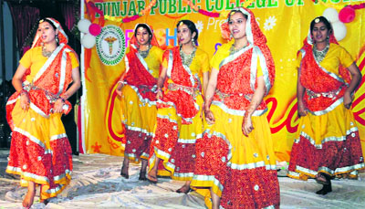 Students of Punjab Public College of Nursing perform a dance during the programme, Raunak 2014, at Katar Singh Wala in Bathinda on Thursday. 