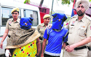 The accused in police custody in Jalandhar on Thursday.