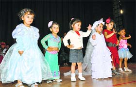 Children perform during a graduation ceremony of the Apple Tree Preschool at BRS Nagar in Ludhiana on Thursday