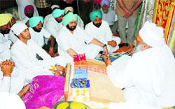 Congress Amritsar candidate Capt Amarinder Singh at Dera Rumi Wala in Bathinda on Thursday. 