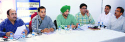 A meeting of district-level officials in progress in Bathinda on Friday. A Tribune photograph