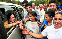 BJP candidate Kirron Kher campaigns in Chandigarh on Friday