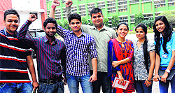 Sanjay, Jai Parkash, Vikas Kalyan, Deepak, Shubleenjot Kaur, Warlin Kaur and Smriti Jain at DAV College in Sector 10, Chandigarh