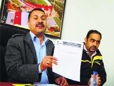 HPCA spokesperson Sanjay Sharma addresses mediapersons in Dharamsala on Friday.