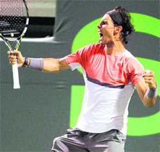 Rafael Nadal celebrates his win on Thursday.