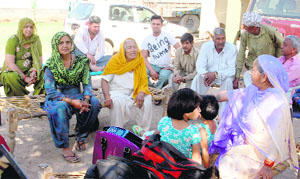 Residents hold a meeting at Gunthala village in Panchkula on Saturday.